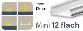 LED Aufbauprofil Mini 12 flach