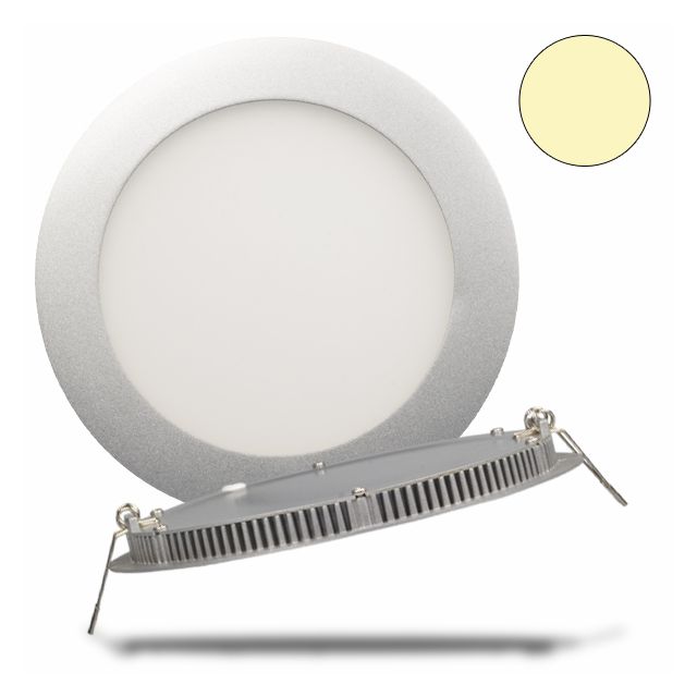 LED Einbauleuchte Panel Flach, rund, silber, 14 Watt, warmweiß