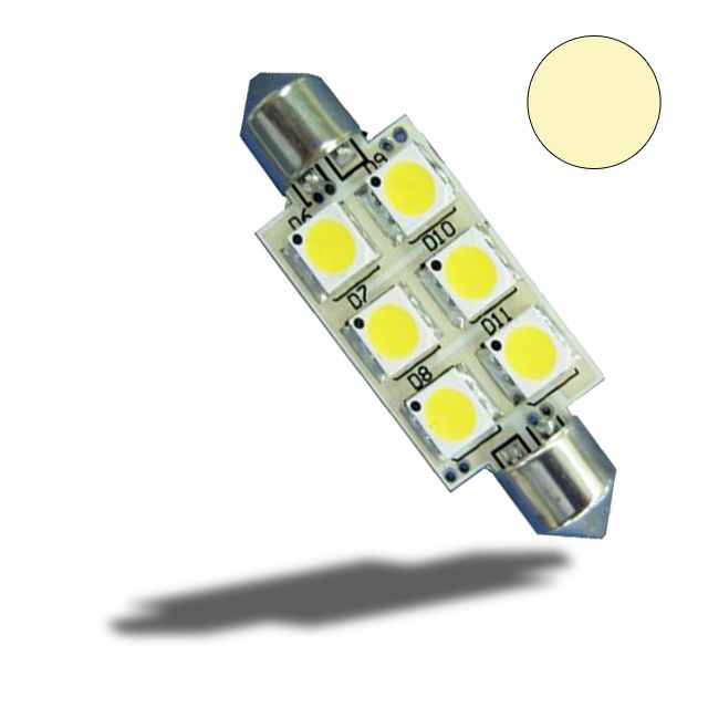 LED Soffitte 37mm 10-30V/DC, 6SMD, 1 Watt, Warmweiß