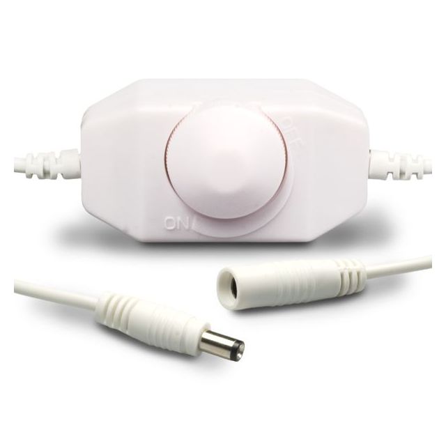 LED Dreh-Dimmer weiss, 2A, max. 48 Watt, Rundstecker Anschluss