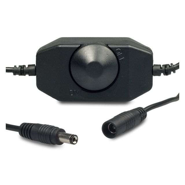 LED Dreh-Dimmer schwarz, 2A, max. 48 Watt, Rundstecker Anschluss