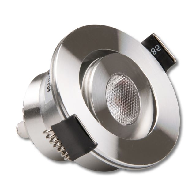 LED Einbaustrahler, 3W, 45°, rund, Alu-gebürstet, warmweiß
