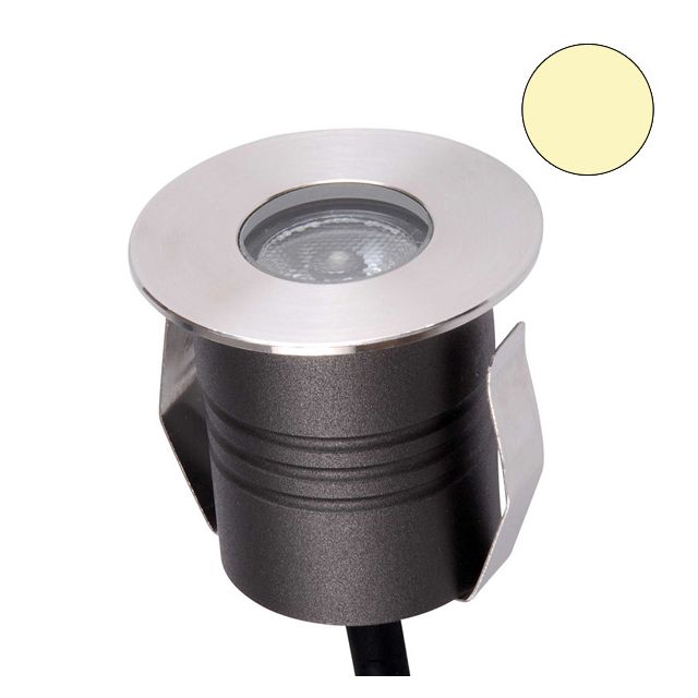 LED Einbaustrahler, Edelstahl, 2 Watt, 60°, IP67, 12V AC/DC, warmweiss