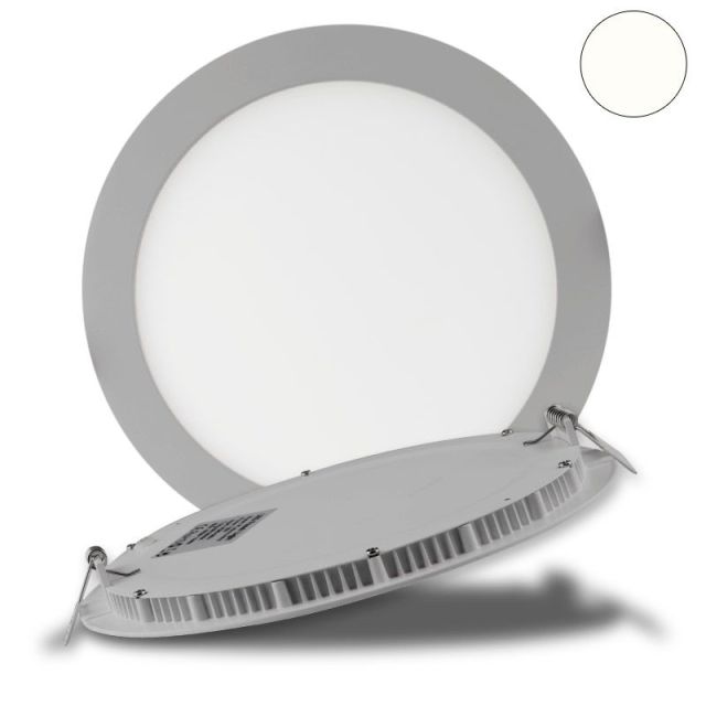 LED Downlight "ultra flach" silber, 18W, 120°, inkl. Driver, neutralweiß 4000K