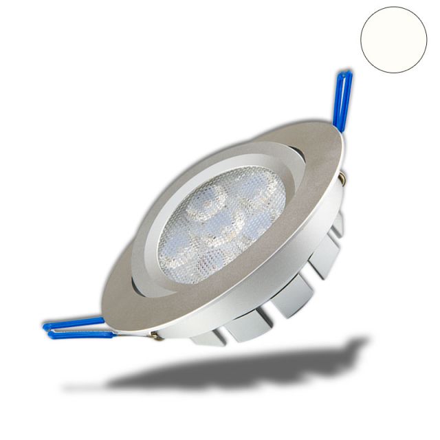 LED Einbaustrahler, silber, 15W, 72°, rund, neutralweiß, dimmbar