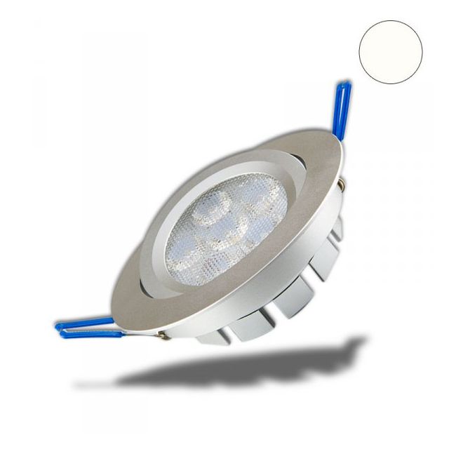 LED Einbaustrahler, silber, 15W, 72°, rund, neutralweiß, dimmbar