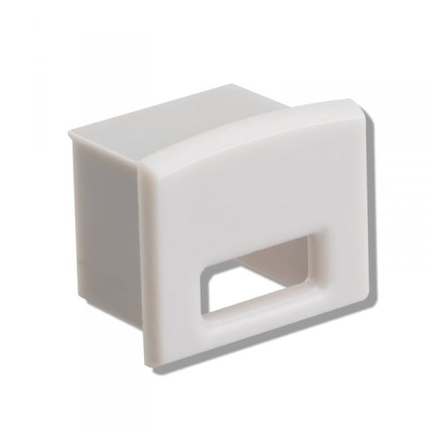 Endkappe EC11 für Aufbauprofil Maxi 12/IL5-1, mit Kabelausgang, PVC, grauweiß