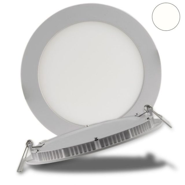 Einbau Downlight "Ultra Flach", rund, silber, dimmbar, 12 Watt, neutralweiß