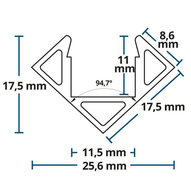 Profi LED Eckprofil Mini 11 schwarz, Aluminium pulverbeschichtet, 200cm
