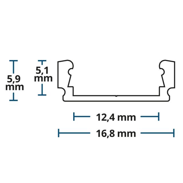 Profi LED Aufbauprofil Mini 12 klar, 2 Meter inkl. Abdeckung klar
