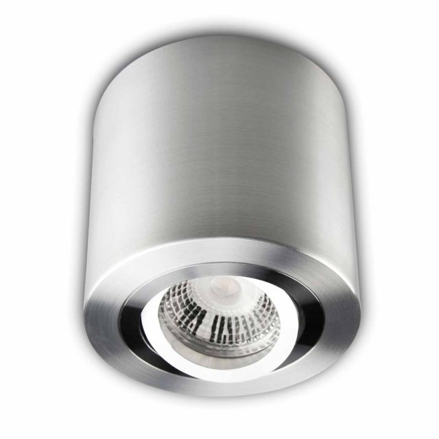 Deckenaufbauleuchte rund, Alu gebürstet, GU10 Sockel