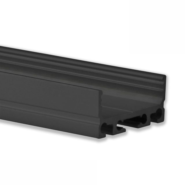 LED Aufbauprofil Mini 24 flach schwarz, Aluminium pulverbeschichtet, 200cm