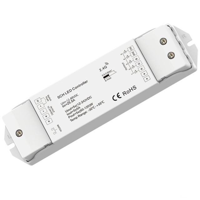 SERRI RGB/CCT Push/Funk Mesh PWM-Controller 1-5 Kanal SC/CCT/RGB/RGBW/RGBCCT, 12-48V/DC, 5x5A