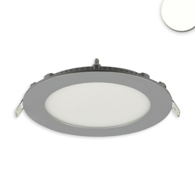 LED Downlight Ultraflach, silber, 9W, rund, 4000K, dimmbar