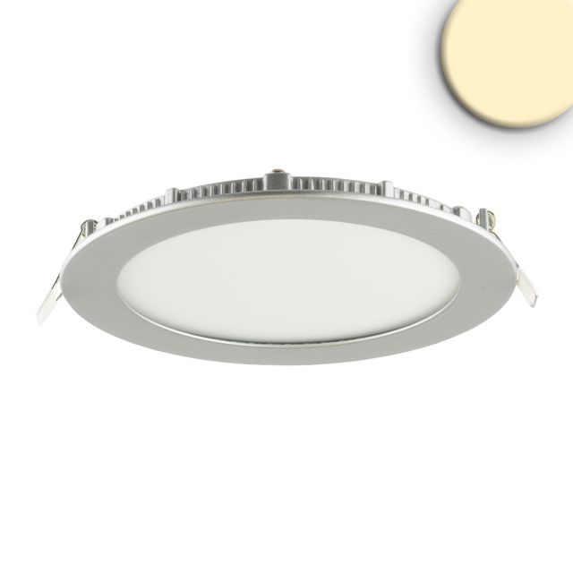 LED Downlight Ultraflach, silber, 12W, rund, 3000K, dimmbar
