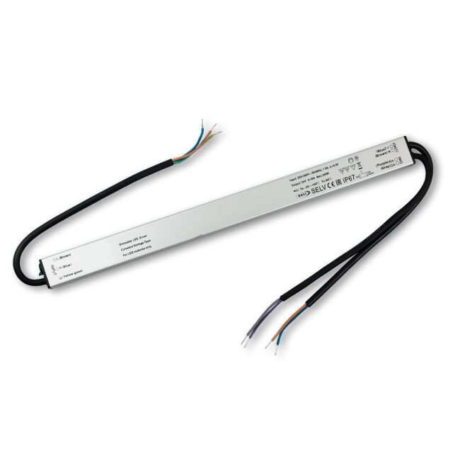 LED PWM-Trafo, 24V/DC, 0-240W, IP67, flach, Push/DALI-2 dimmbar, SELV