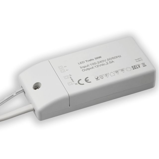 LED Trafo 12V DC, 0-30W, Plug&Play-F, 120cm AC EU Anschlusskabel