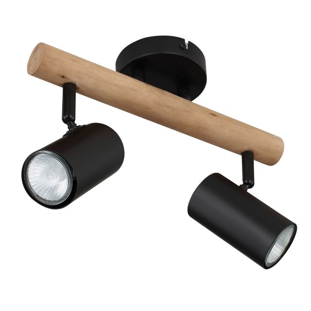 LED Strahler, Holz dunkelbraun, 2x GU10