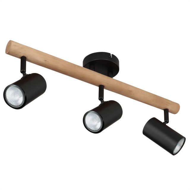 LED Strahler, Holz dunkelbraun, 3x GU10