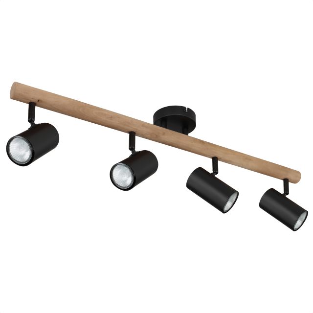 LED Strahler, Holz dunkelbraun, 4x GU10