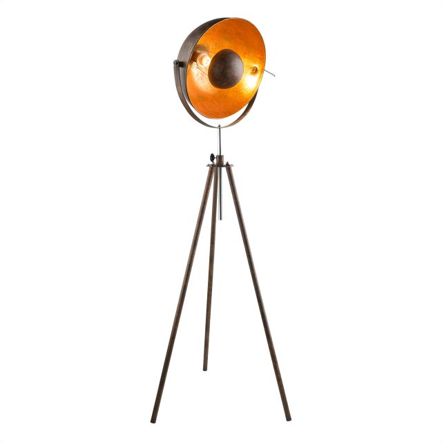 LED Stehleuchte Xirena I, Metall rost-/goldfarben, Schirm schwenkbar, höhenverstellbar