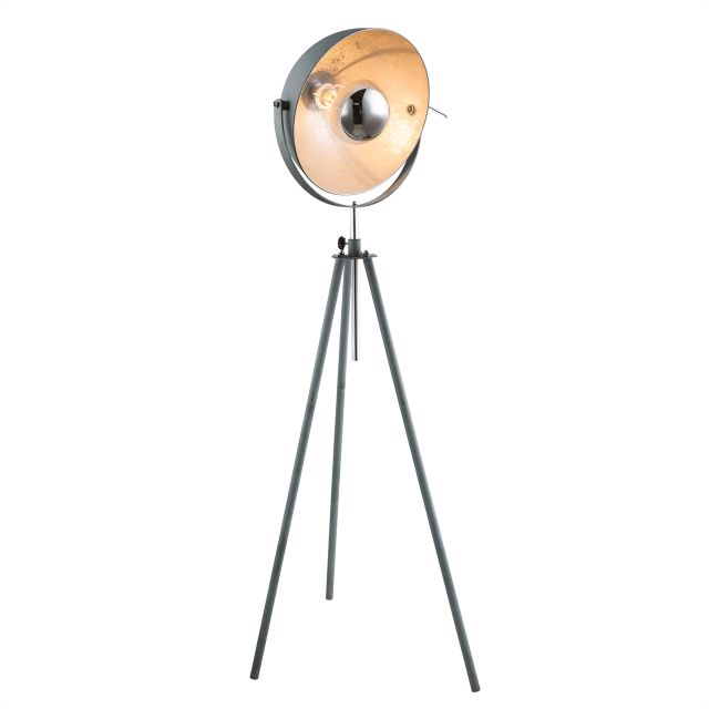 LED Stehleuchte Miram, Metall Zementoptik matt/silber, Schirm schwenkbar, höhenverstellbar