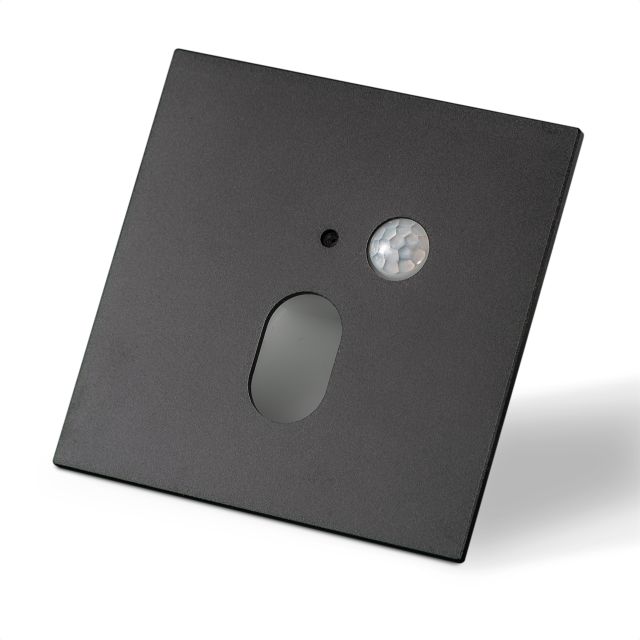 LED Treppenbeleuchtung 230V, mit PIR Sensor, 2W, Colorswitch + Cover eckig, schwarz