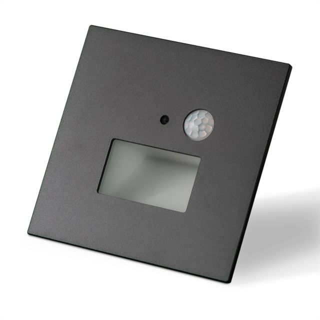 LED Treppenbeleuchtung 230V, mit PIR Sensor, 2W, Colorswitch + Cover eckig, schwarz 2