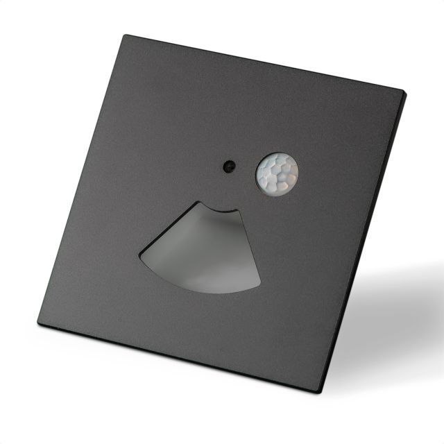 LED Treppenbeleuchtung 230V, mit PIR Sensor, 2W, Colorswitch + Cover eckig, schwarz 3