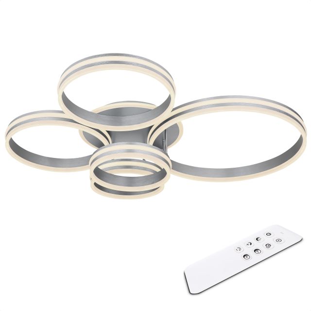 LED Deckenleuchte Ringe, Metall grau, CCT