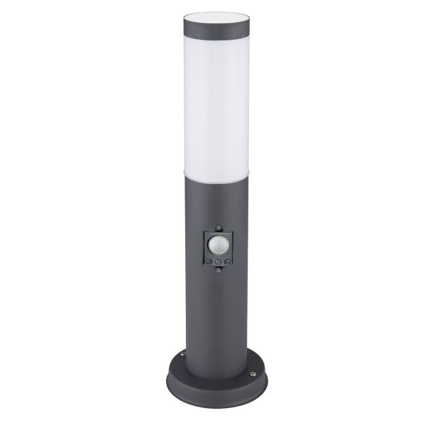 LED Pollerleuchte 450, anthrazit, IP44, PIR Bewegungssensor, 1x E27, exkl. Leuchtmittel