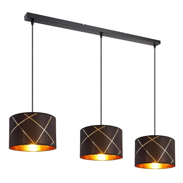 LED Hängeleuchte, Metall schwarz, 3x E27 Leuchtmittel