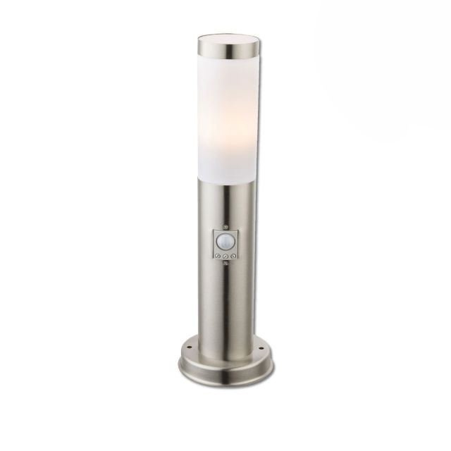 LED Pollerleuchte 450, Edelstahl, 9W, warmweiß, IP44, PIR Bewegungssensor, inkl. E27 Leuchtmittel