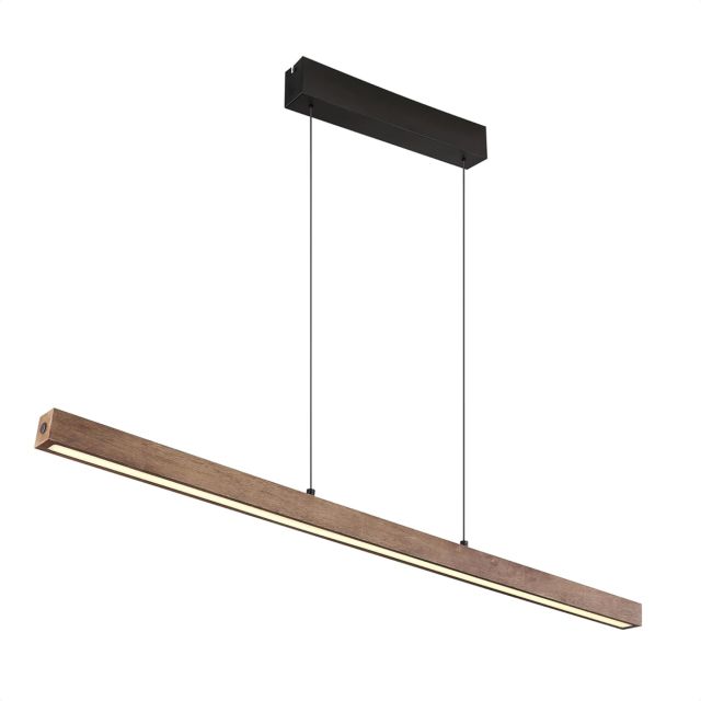 LED Hängeleuchte, Metall schwarz matt/Holz, 3000K