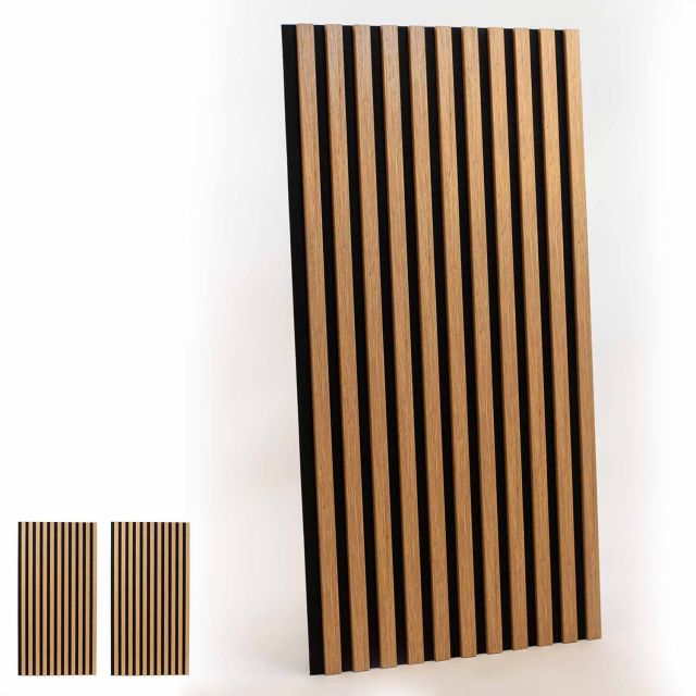Akustikpaneel Set ,mit 2x 120x60x2cm, Eiche Artisan Natur foliert, Filz: Schwarz