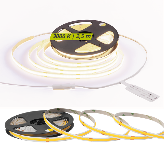 LED Streifen COB 24V 2,5m 3000K Warmweiß CRI90 11W/m 1050 lm/m IP20