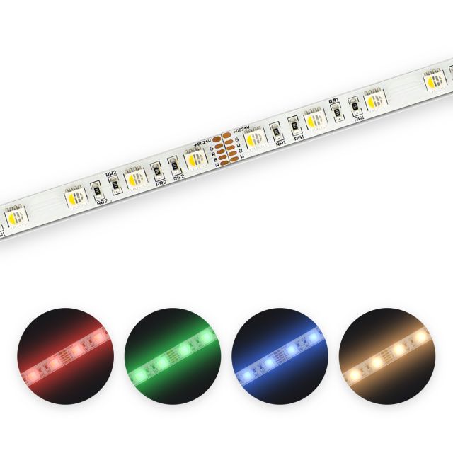 LED Streifen 4in1 24V, 14,4W pro Meter, IP20. RGB+2700K, 5m