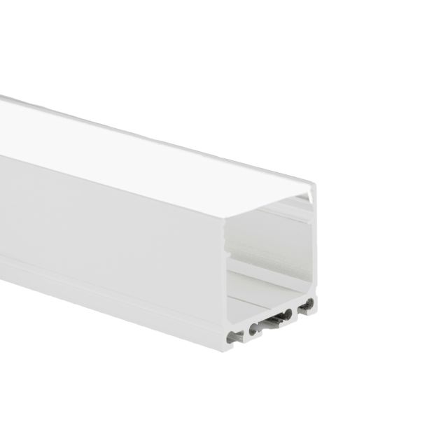 Profi LED Aufbauprofil Maxi 24 weiss, 2 Meter inkl. flacher milchiger Abdeckung
