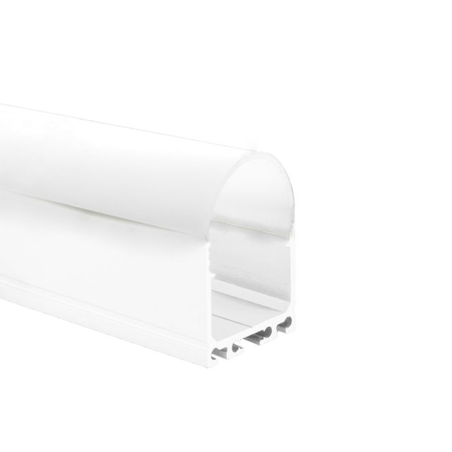 Profi LED Aufbauprofil Maxi 24 weiss, 2 Meter inkl. runder milchiger Abdeckung