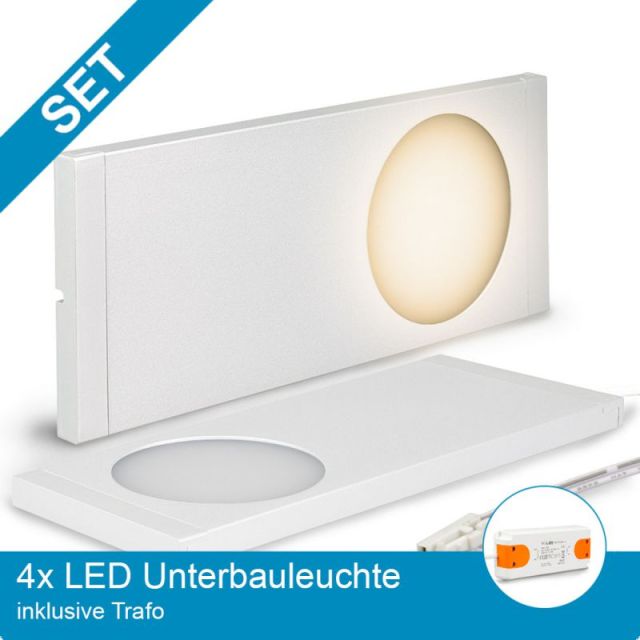 SET 4x LED Unterbauleuchte weiss + Trafo