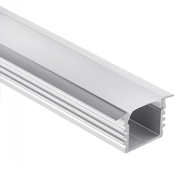 Profi LED Einbauprofil Midi 12 opal, 2 Meter inkl. milchiger Abdeckung