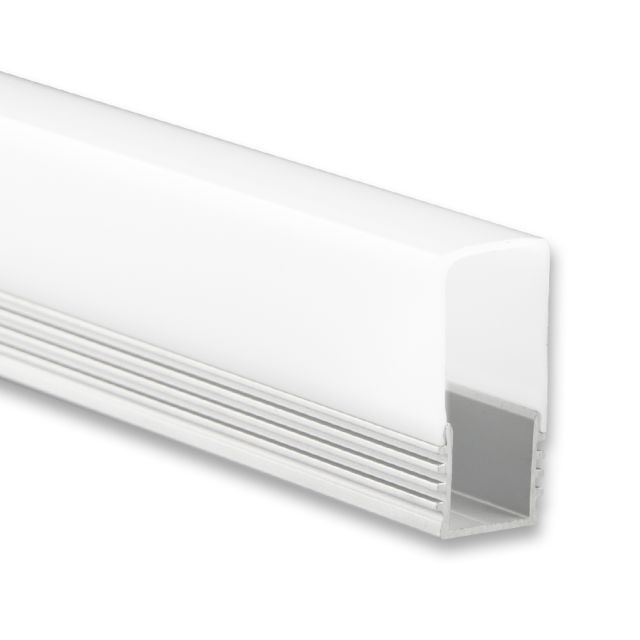 Profi LED Aufbauprofil Maxi 12 opal, 2 Meter inkl. hoher milchiger Abdeckung