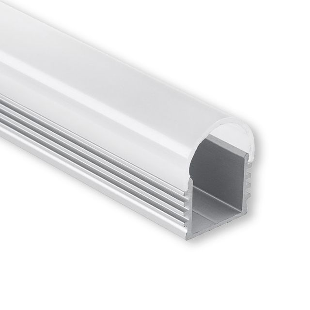 Profi LED Aufbauprofil Maxi 12 opal, 2 Meter inkl. runder milchiger Abdeckung