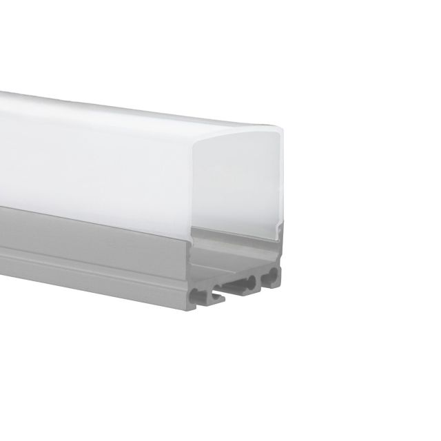 Profi LED Aufbauprofil Mini 24 flach, 2 Meter inkl. milchiger Abdeckung