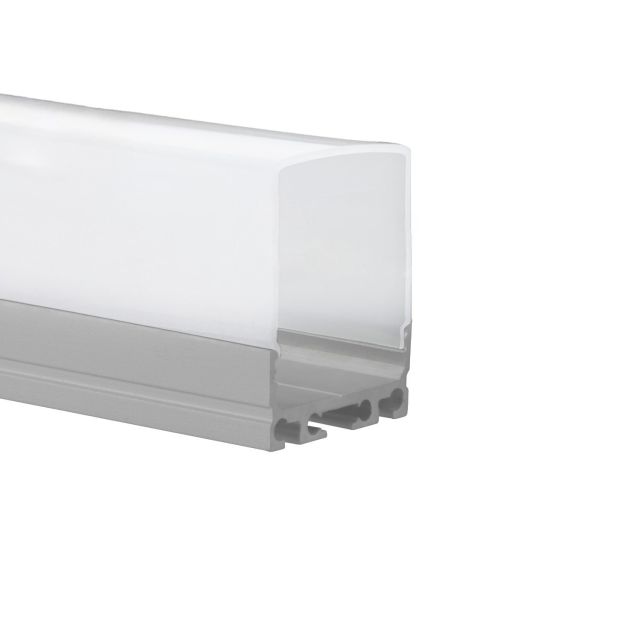 Profi LED Aufbauprofil Mini 24 flach, 2 Meter inkl. hoher milchiger Abdeckung