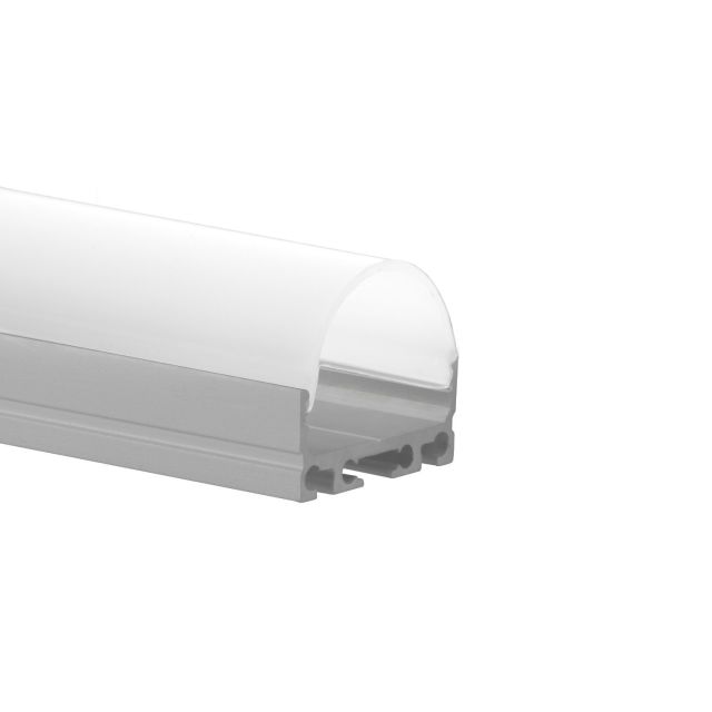 Profi LED Aufbauprofil Mini 24 flach, 2 Meter inkl. runder milchiger Abdeckung