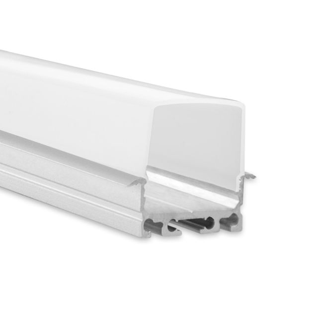 Profi LED Einbauprofil Mini 24 flach, 2 Meter inkl. milchiger Abdeckung