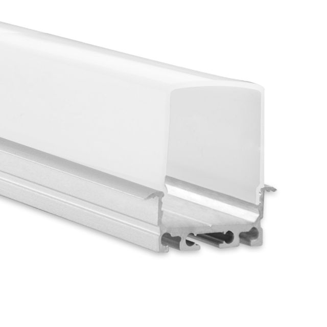 Profi LED Einbauprofil Mini 24 flach, 2 Meter inkl. hoher milchiger Abdeckung