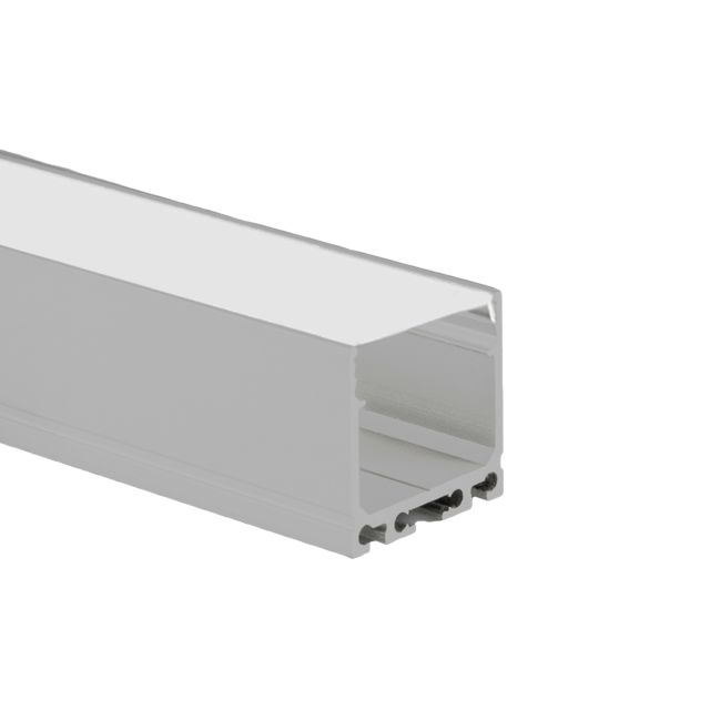 Profi LED Aufbauprofil Maxi 24 opal, 2 Meter inkl. flacher milchiger Abdeckung