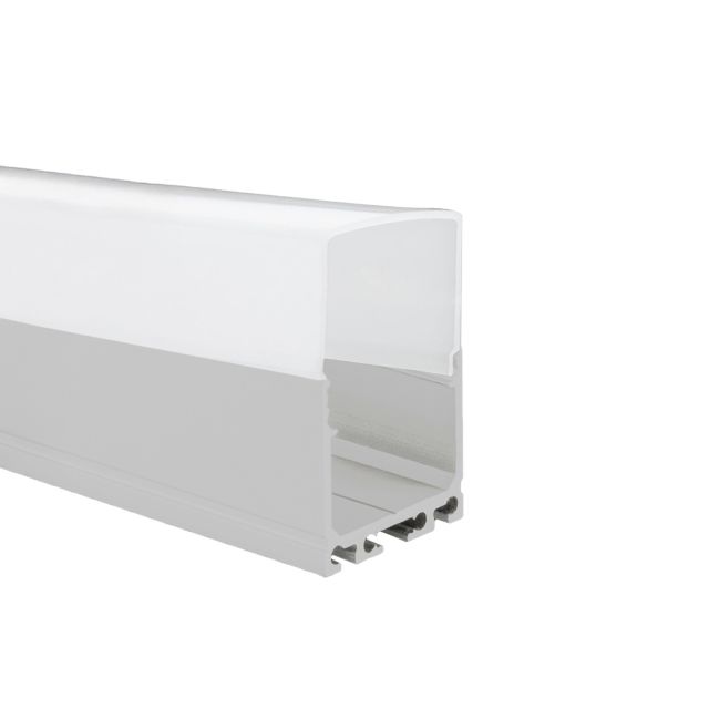 Profi LED Aufbauprofil Maxi 24 opal, 2 Meter inkl. milchiger Abdeckung